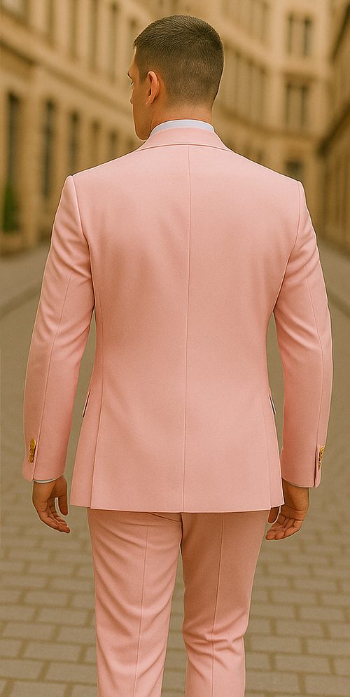 Rossiman Men's Pink Suit Γ’β¬β 1-Button Peak Lapel Jacket & Double-Breasted Vest