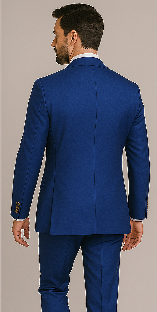 Rossiman Men’s Royal Blue Slim Fit Suit – Sophisticated Double-Breasted Design - 36 Regular Jacket+30 Waist Adjustable 26to32)Height: 5'7"-6')(Neck: 14.5-16:S)