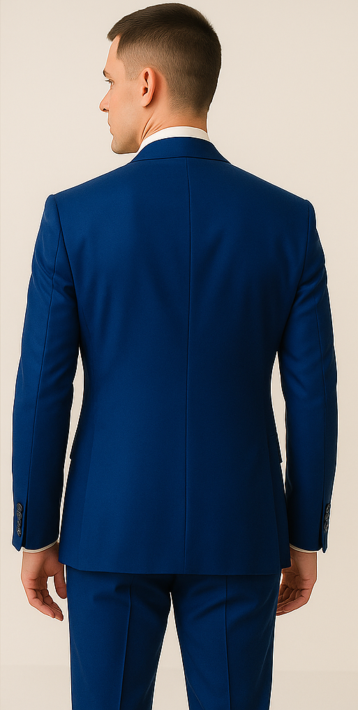 Rossiman Men’s Royal Blue Glossy Sateen Suit – Bold & Refined Look - 38 Short Jacket+32 Waist Adjustable 28to34)(Height: 5’4”to5’7”)(Neck 15-16.5)S-M)
