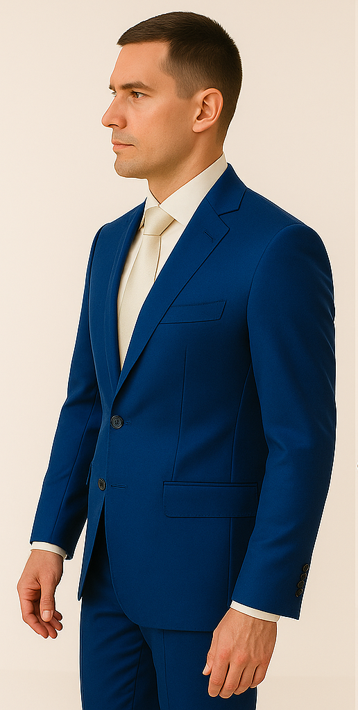 Rossiman Men’s Royal Blue Glossy Sateen Suit – Bold & Refined Look - 38 Short Jacket+32 Waist Adjustable 28to34)(Height: 5’4”to5’7”)(Neck 15-16.5)S-M)
