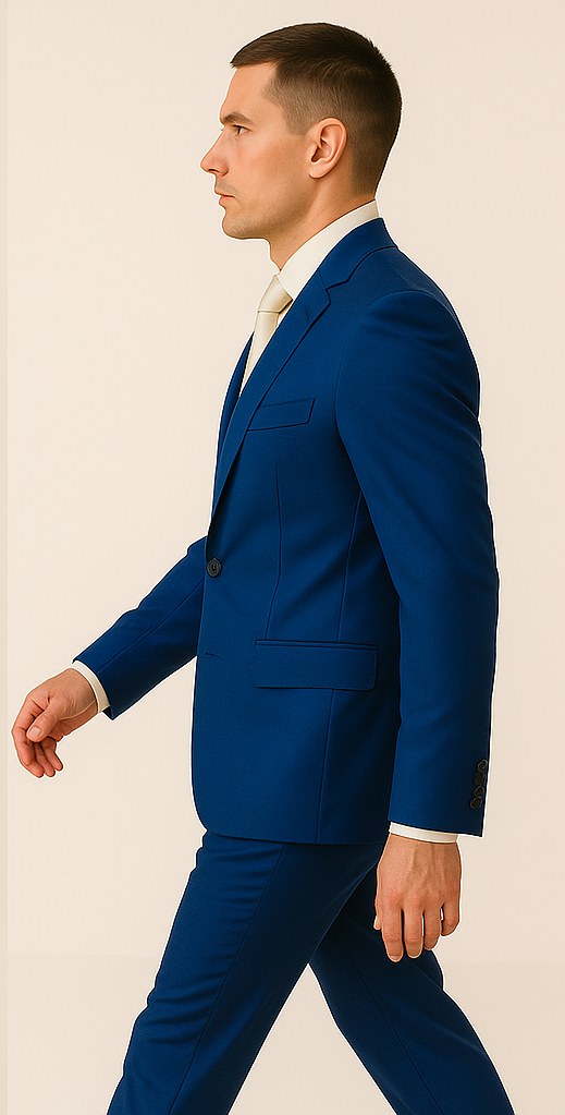 Rossiman Men’s Royal Blue Glossy Sateen Suit – Bold & Refined Look - 38 Short Jacket+32 Waist Adjustable 28to34)(Height: 5’4”to5’7”)(Neck 15-16.5)S-M)