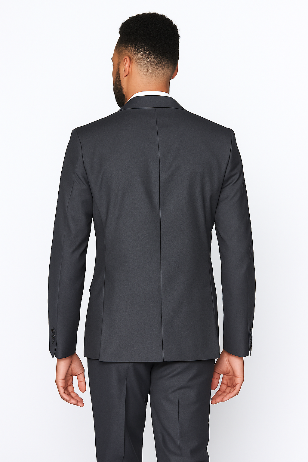 Rossiman Men's Slim Fit Gray Wool Suit – 1-Button Peak Lapel Jacket & Tapered Low-Rise Pants - 58R