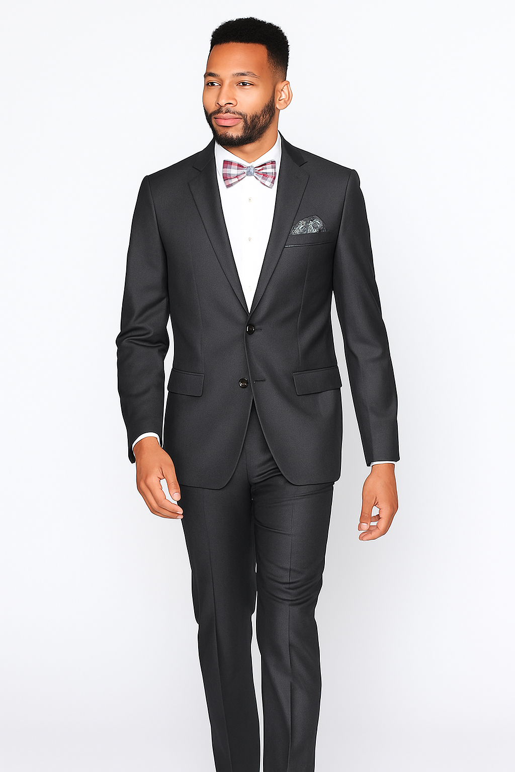 Rossiman Men's Slim Fit Gray Wool Suit – 1-Button Peak Lapel Jacket & Tapered Low-Rise Pants - 58R