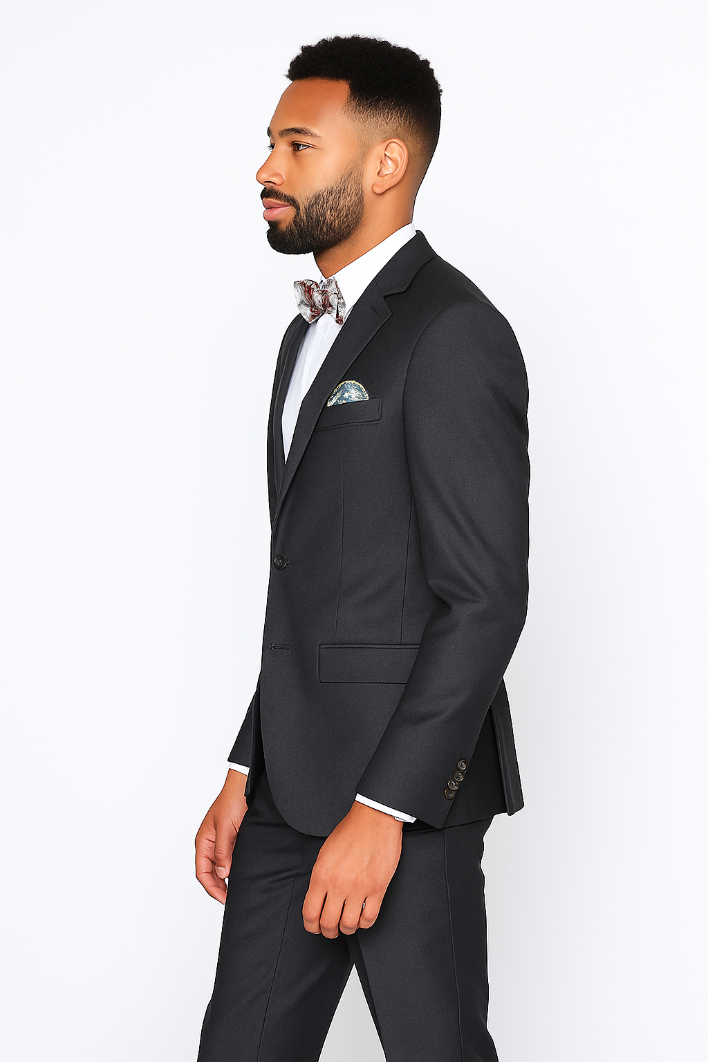 Rossiman Men's Slim Fit Gray Wool Suit – 1-Button Peak Lapel Jacket & Tapered Low-Rise Pants - 58R
