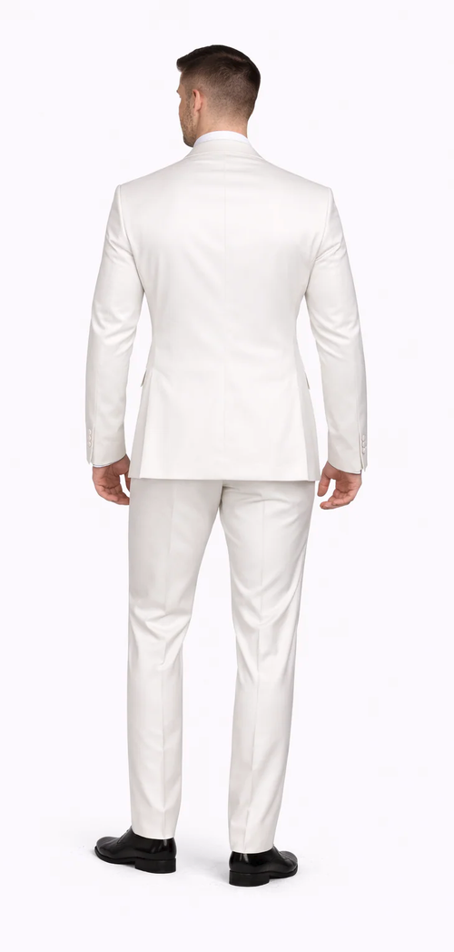 Rossiman White Sateen Suit for Men β High-Shine Formal Elegance