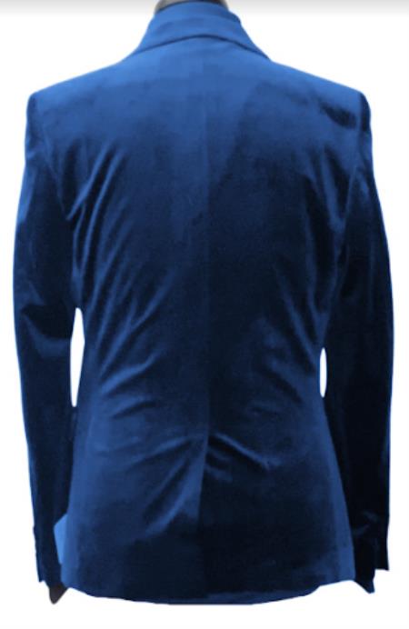 Velvet Suits - Double Breasted Suits - Slim Fit Suit Royal Blue - 38 Short Jacket+32 Waist Adjustable 28to34)(Height: 5 4 to5 7 )(Neck 15-16.5)S-M)