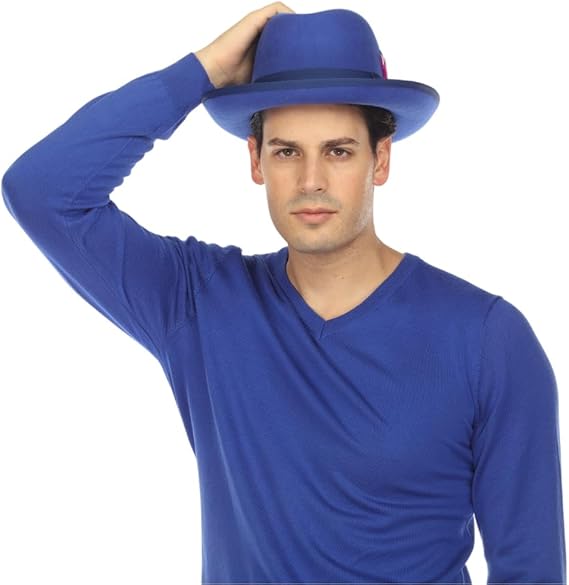 Premium Godfather Hat - Homburg Hat - Men's Homburg Royal Blue - Small