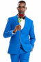 Cheap priced Suit  - Men's Two Button Vested Peak Lapel Pastel Wedding & Prom 2025 Royal Blue Suit