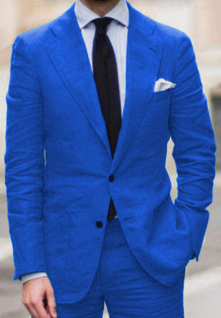 Royal Blue Linen Suit - Royal Blue Linen Suit - Royal Blue Tiffany Color - 34 Short or Extra Small