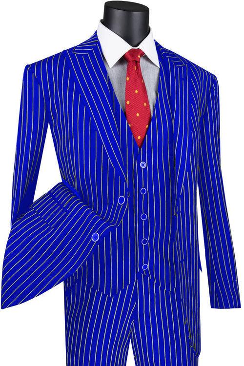 Mens Vested Gangster Pinstripe 1920's Suit in Black