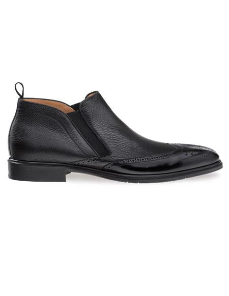 Mens Dress Ankle Boots Mens Mezlan Shoes Leather And Rubber Sole Shoes Black - 7 Standard / D / Medium
