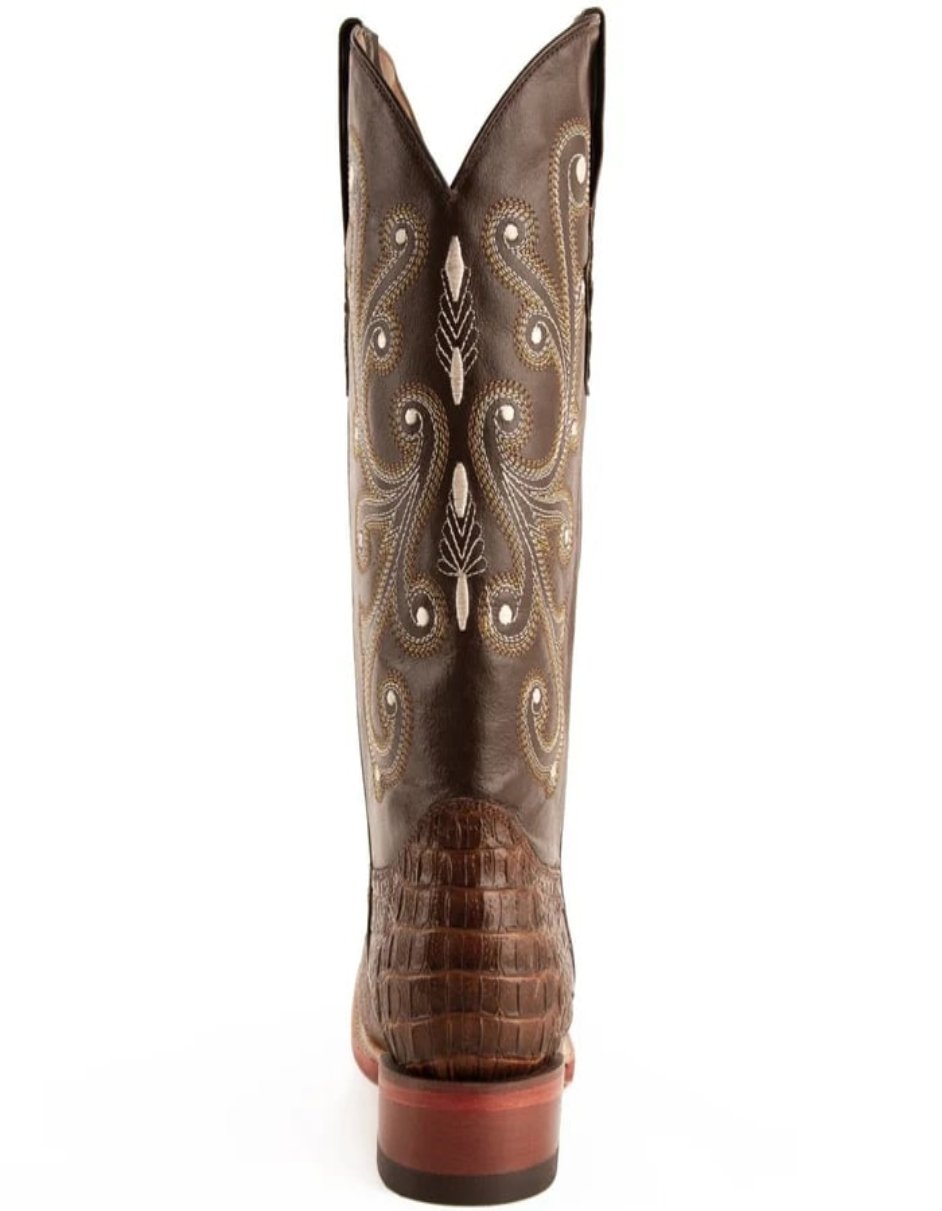 Men's Ferrini Caiman Crocodile Print Boots Handcrafted Rust - 8D