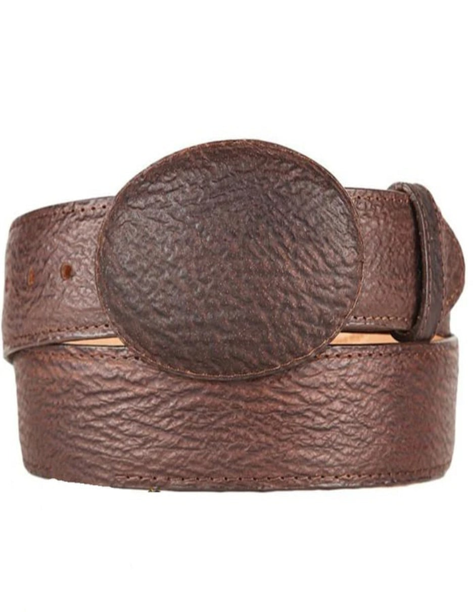 Men's Western Genuine Rustic Brown Shark Belts - One size