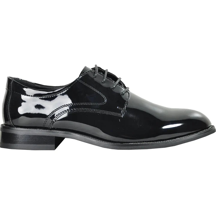 MENS PLAIN ROUND TOE SHINY PATENT SHOE IN BLACK - 6.5M