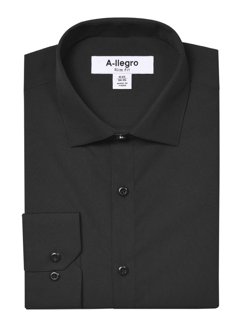 "Men's Slim Fit Cotton Dress Shirt - Basic Black Style" - 14½ 32/33