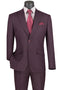 Slim Fit 2 Piece Suit Burgundy Glen Plaid Pattern Matching Pants