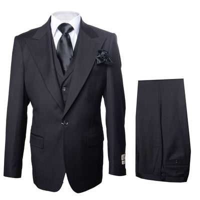 Rossi Man RM2301 Sam Collection Mens Slim Fit Formal Suit in Black