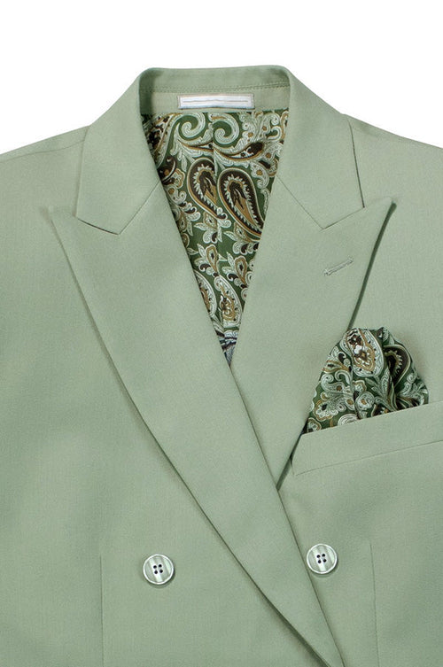 Sage Slim Fit Double Breasted 2 Piece Suit with Flexible Elastic Waistband