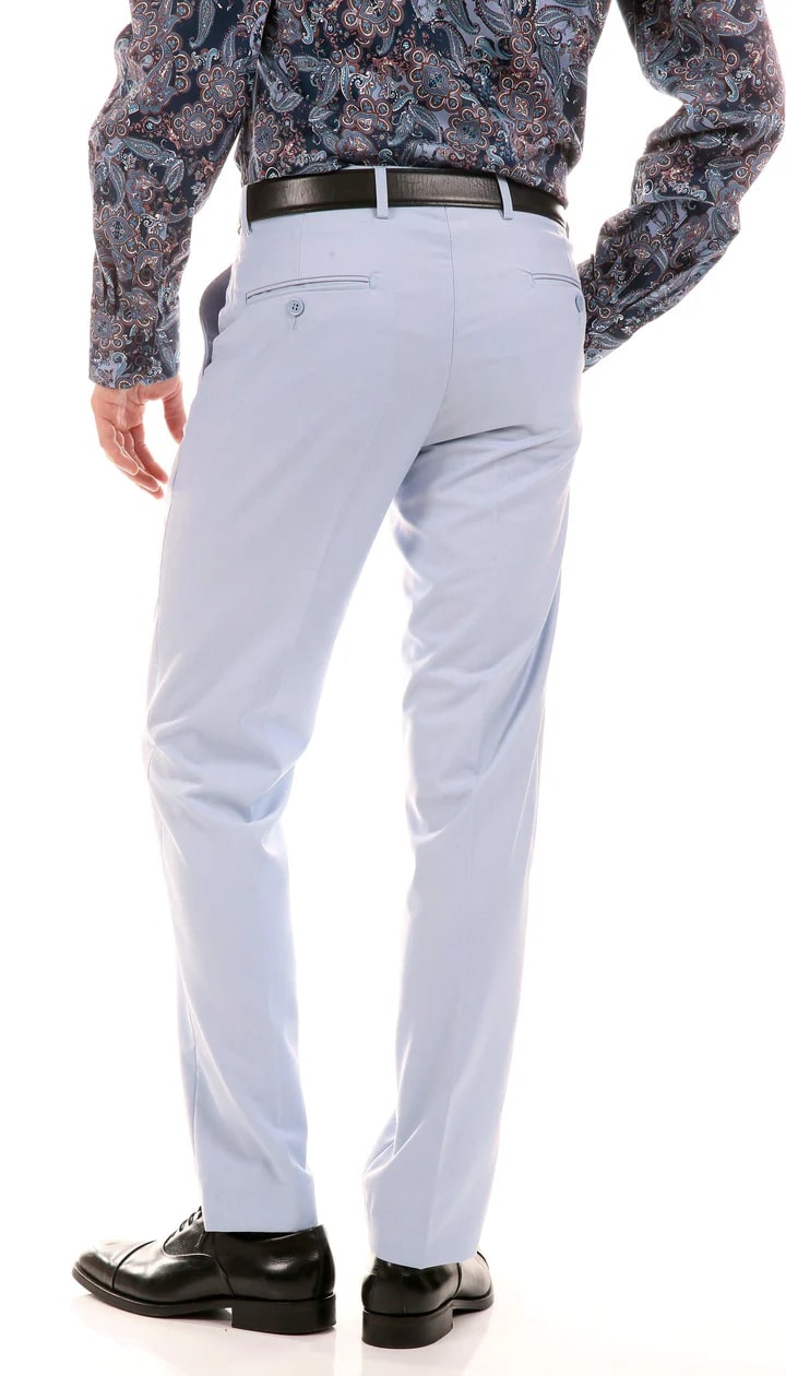 Oslo Sky Blue Slim Fit Notch Lapel 2 Piece Suit - 38 Short Jacket+32 Waist Adjustable 28to34)(Height: 5 4 to5 7 )(Neck 15-16.5)S-M)