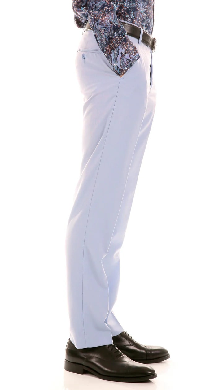 Oslo Sky Blue Slim Fit Notch Lapel 2 Piece Suit - 38 Short Jacket+32 Waist Adjustable 28to34)(Height: 5 4 to5 7 )(Neck 15-16.5)S-M)