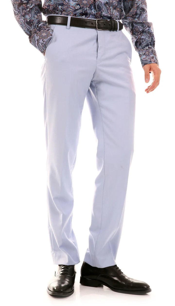 Oslo Sky Blue Slim Fit Notch Lapel 2 Piece Suit - 38 Short Jacket+32 Waist Adjustable 28to34)(Height: 5 4 to5 7 )(Neck 15-16.5)S-M)