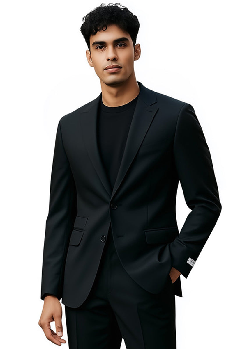 Men's Stacy Adams Basic Slim Fit Wedding & Business Suit in Black