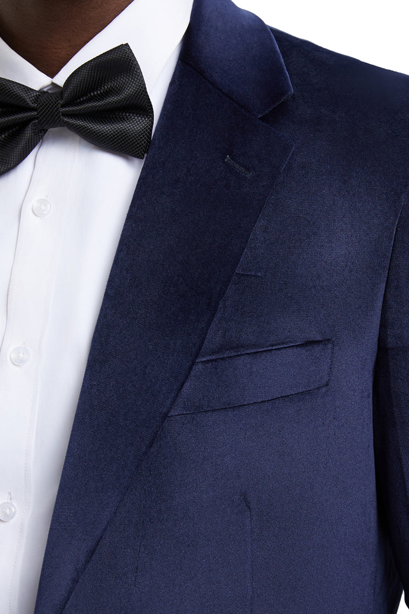 Men's Stacy Adams Modern Fit Velvet Blazer in Navy Blue - Navy Blue