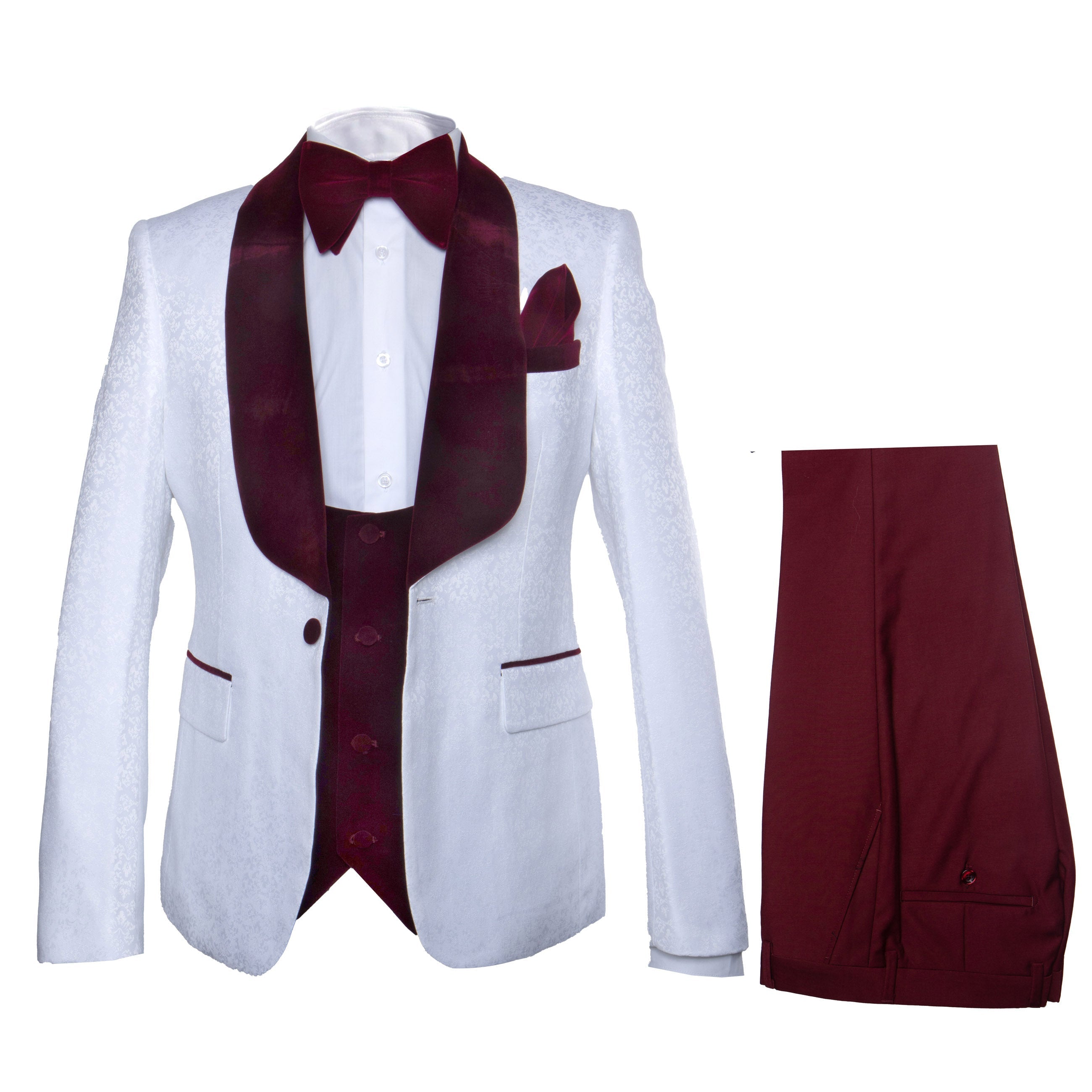 Rossi Man RM1480 – Men's 3-Piece Smoking Style Tuxedo Suit for Formal - XS