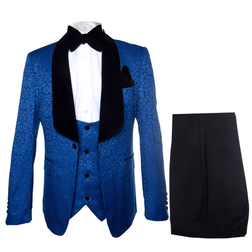 Rossi Man RM1483 Slim Fit Smoking Style 3-Piece Tuxedo for Men
