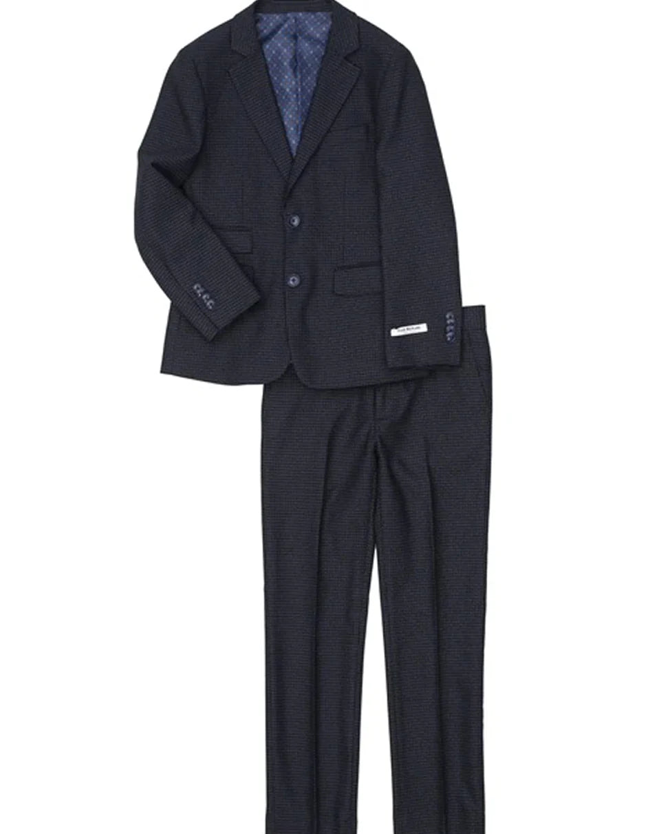 Mens Navy Blue Wedding Tuxedo - Dark Blue Tuxedo homecoming Suit" Little Boys and Toddlers Navy Blue Gingham Check Suit - 2