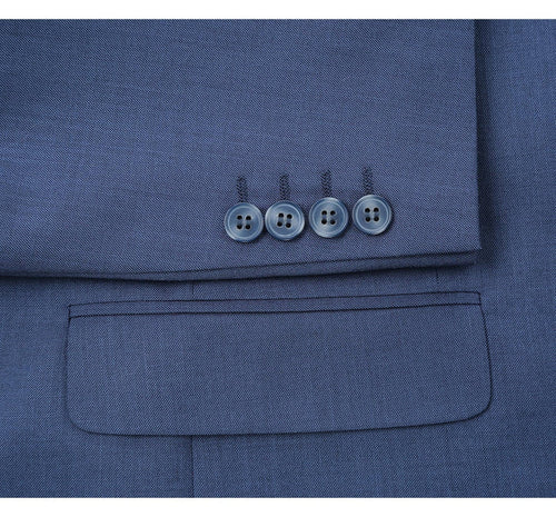 Cheap Priced Suit - Mens Two Button Slim Fit Hack Pocket Steel Blue Suit