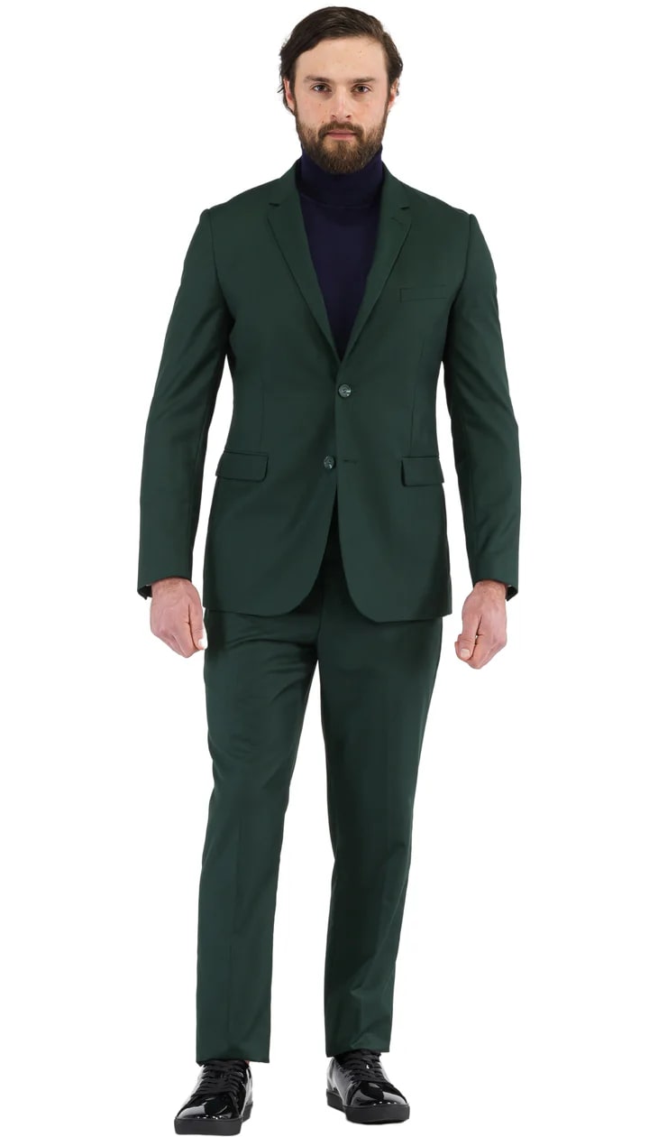 Mens Two Button Shawl Lapel Suit Hunter Green main image 1