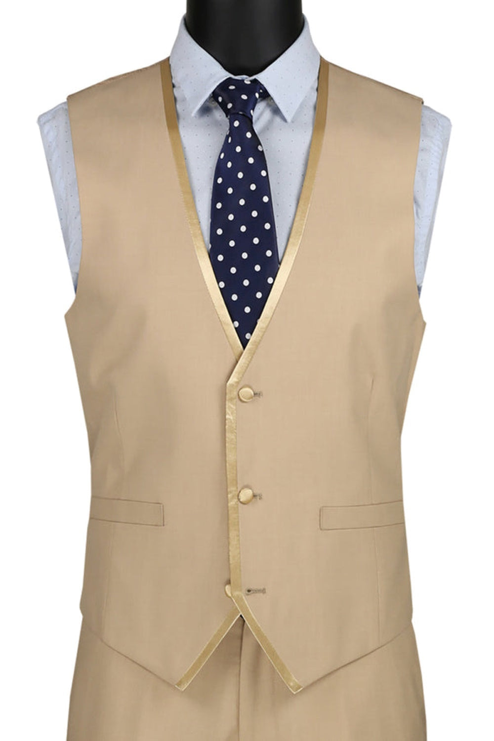 Leonardo Collection - Slim Fit Tuxedo 2 Buttons 3 Piece Beige Suit - Beige