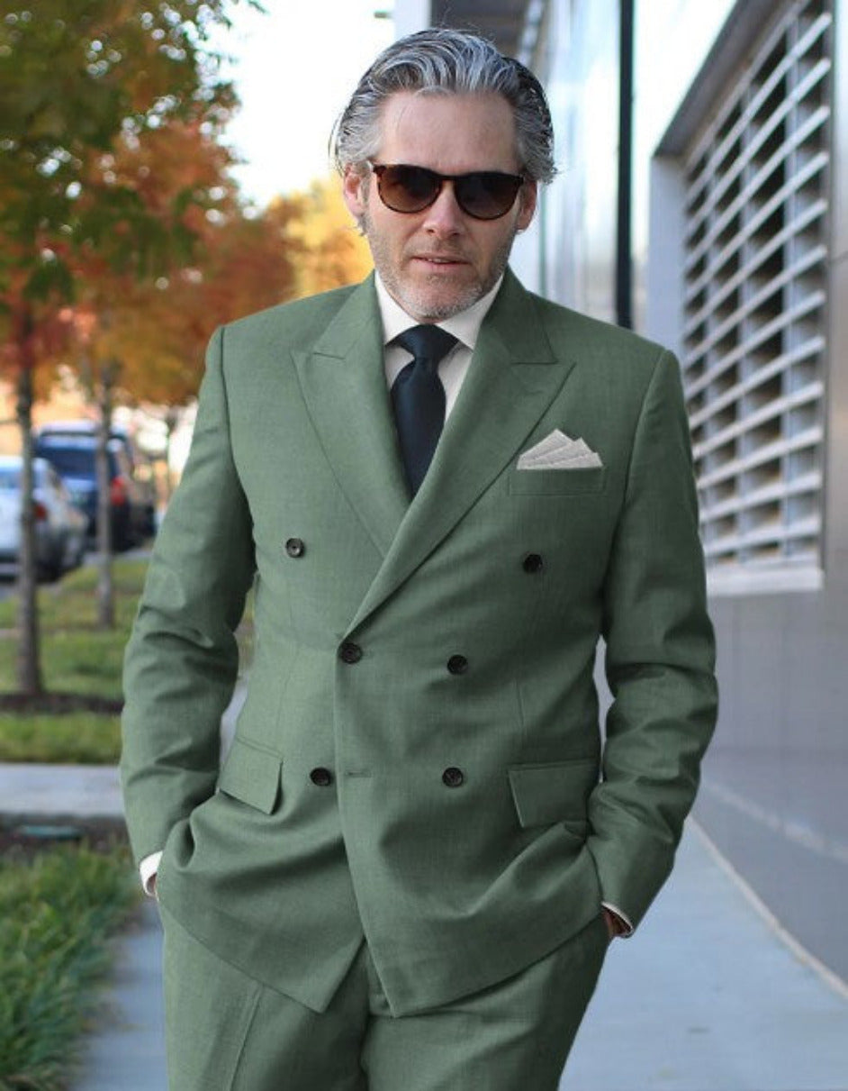 Sage Green Double Breasted Suits - 34 Short or Extra Small