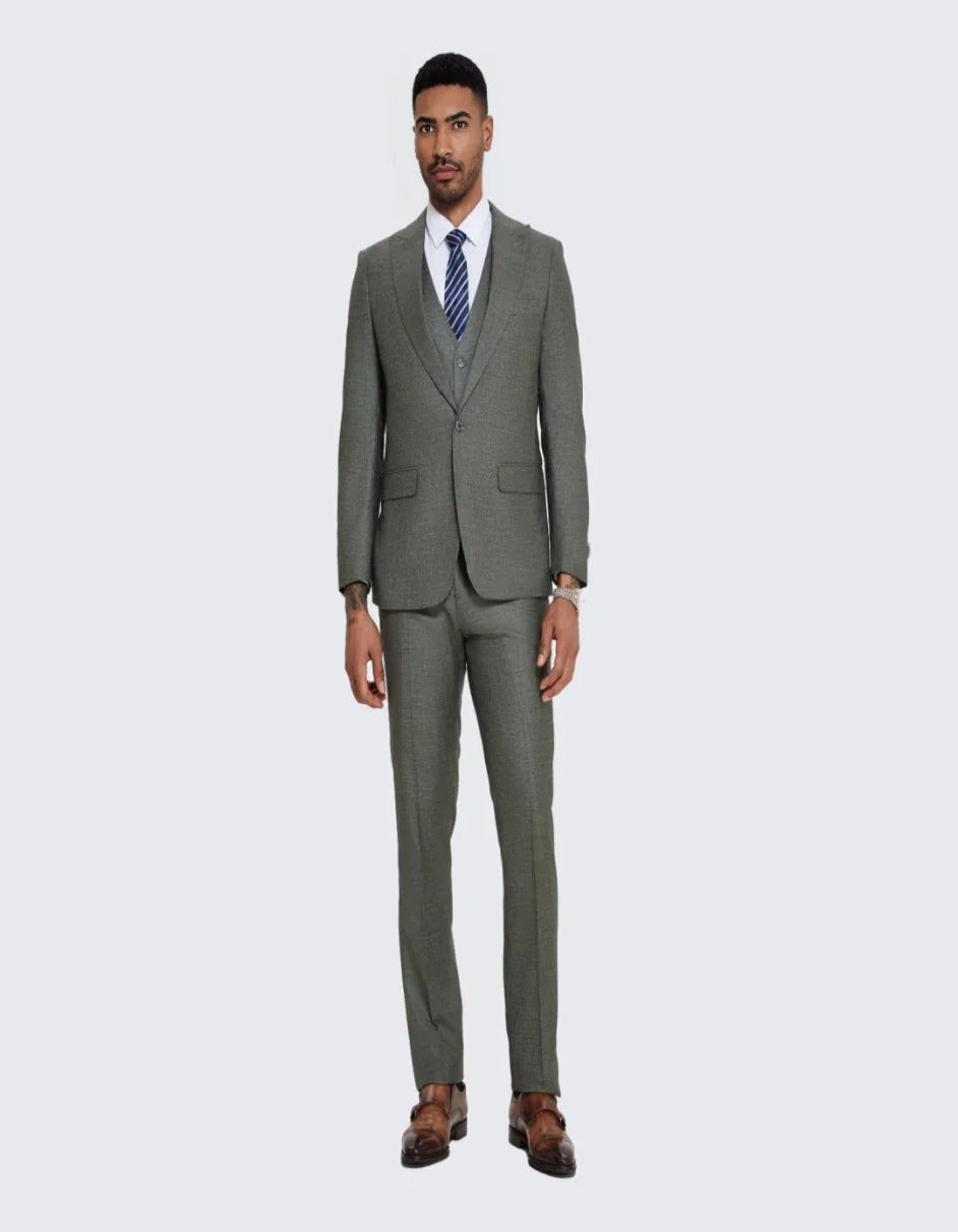 Men's Sage Suit Three Piece Set- Wedding - Prom - Coat Size 38