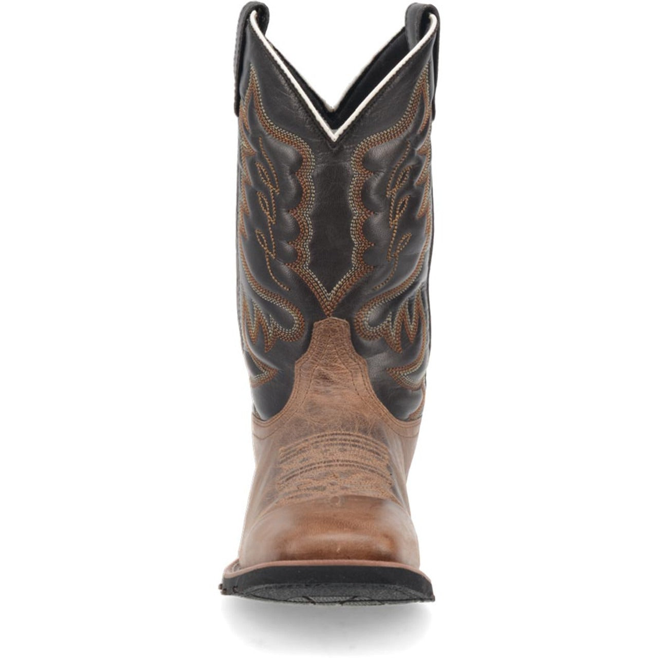 Laredo Montana Sand and Brown Leather Broad Square Toe Boots for Men - 8D