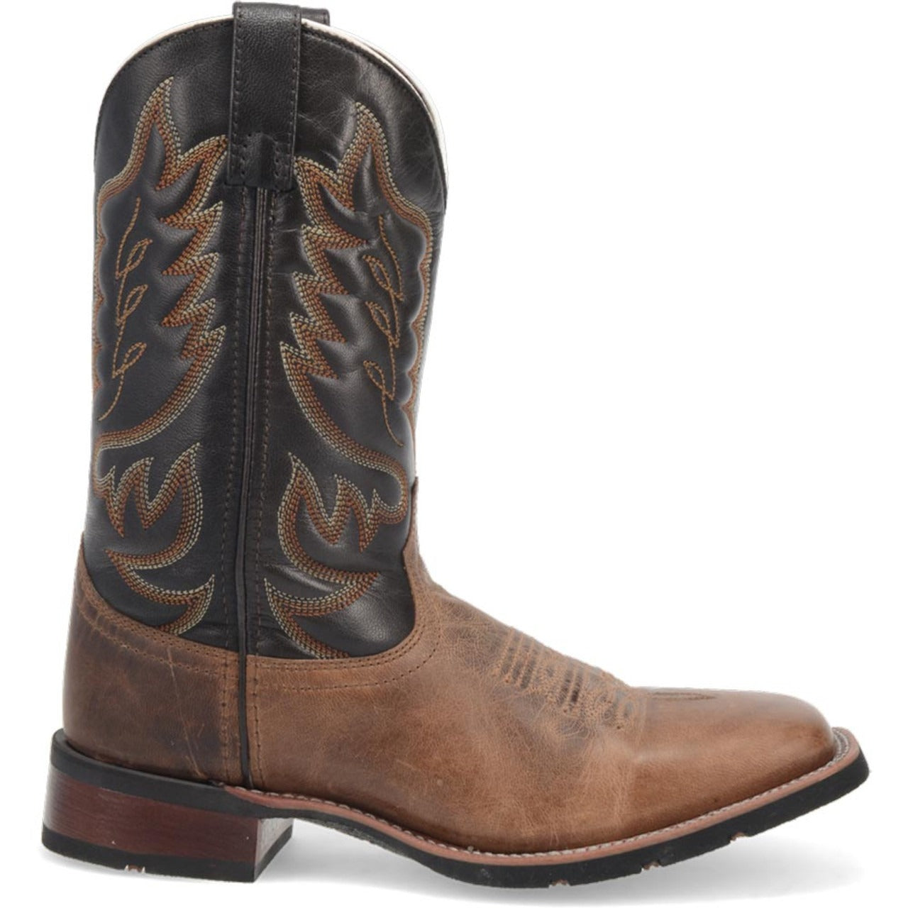 Laredo Montana Sand and Brown Leather Broad Square Toe Boots for Men - 8D