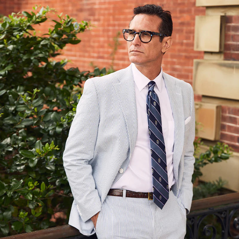 Seersucker Blazer - "Sapphire Blue" Seersucker Sport Coat Sapphire Blue Seersucker Stretch Sport Coat - 38 R