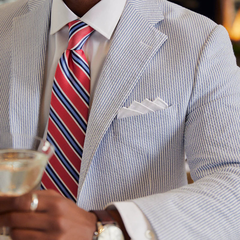 Seersucker Blazer - "Sapphire Blue" Seersucker Sport Coat Sapphire Blue Seersucker Stretch Sport Coat - 38 R