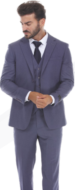 Cheap priced Suit- Men's Vested Two Button Solid Color Wedding & Business Blue Suit