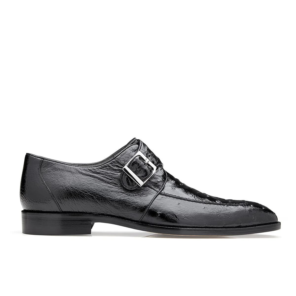 Belvedere Josh Black Genuine Ostrich Split Toe Monkstraps Loafers - 6