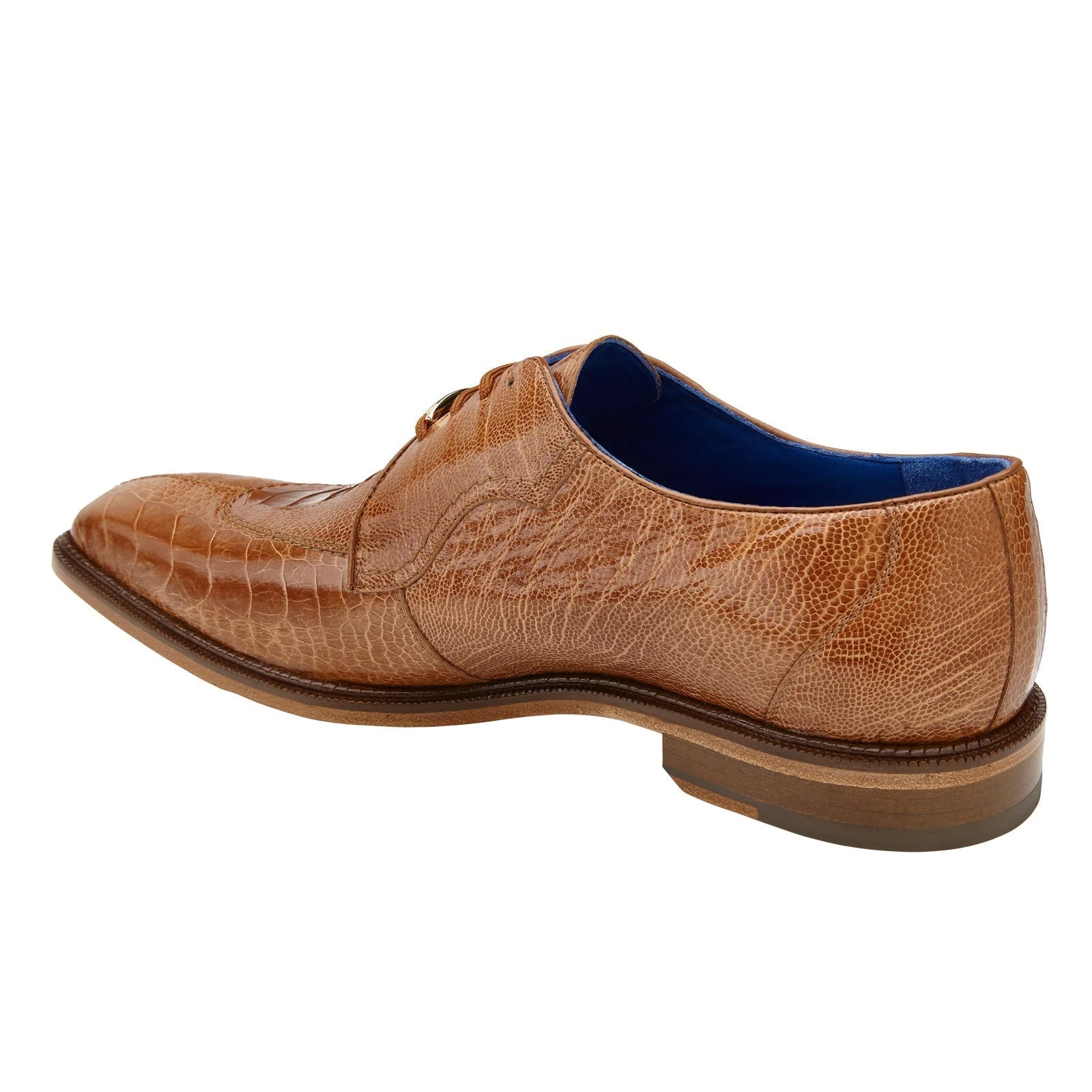 Men's Belvedere Siena Ostrich Leg Moc Toe Dress Shoe in Burned Amber - 9-M