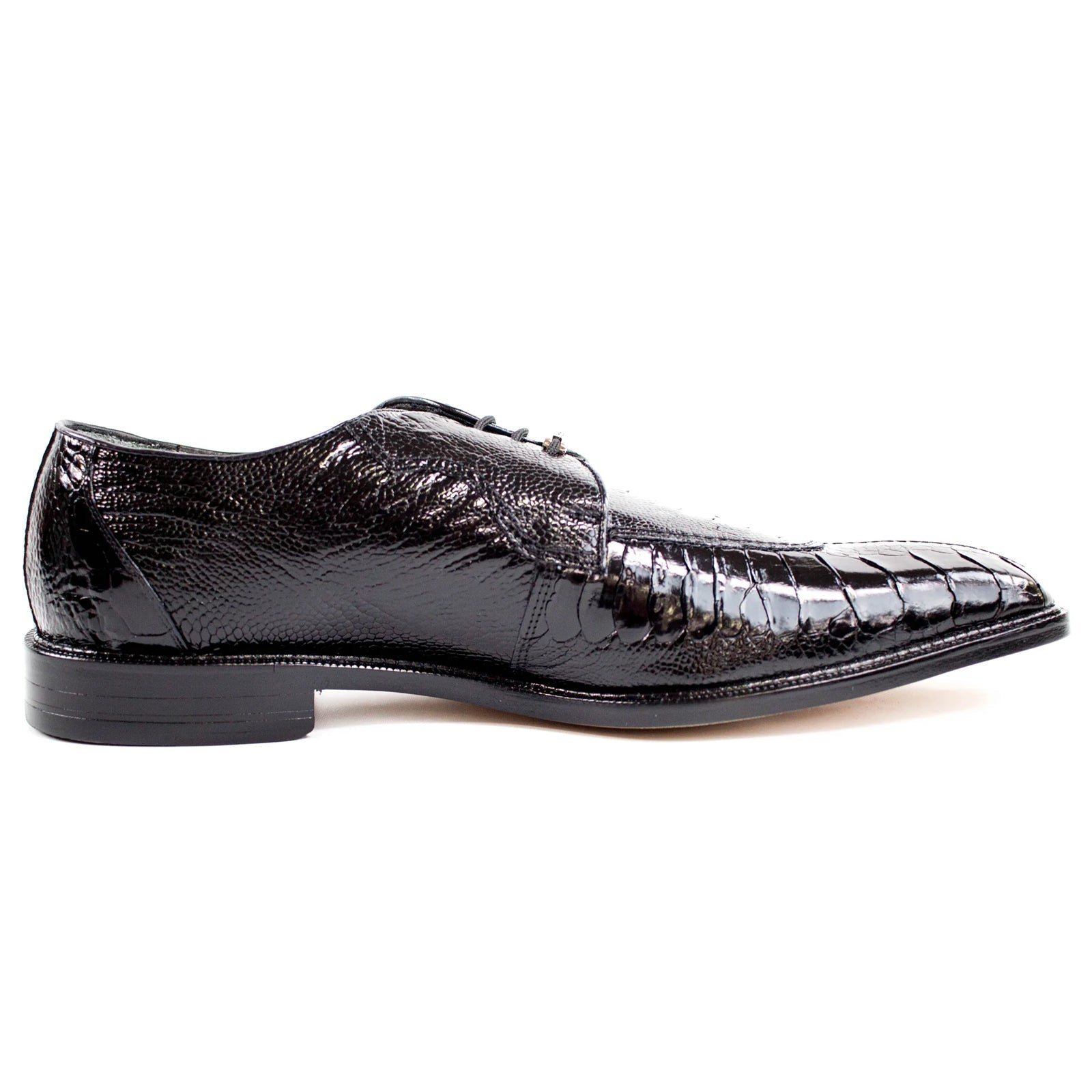 Men's Belvedere Siena Ostrich Leg Moc Toe Dress Shoe in Black - 9-M