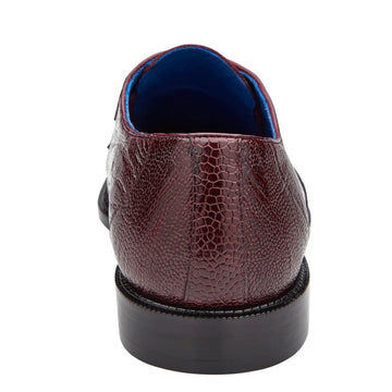 Men's Belvedere Siena Ostrich Leg Moc Toe Dress Shoe in Burgundy - 9-M