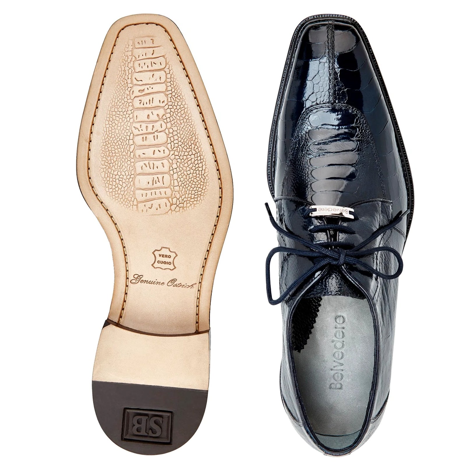 Men's Belvedere Chapo Hornback Caiman Crocodile Dress Shoe in Black - 10-M