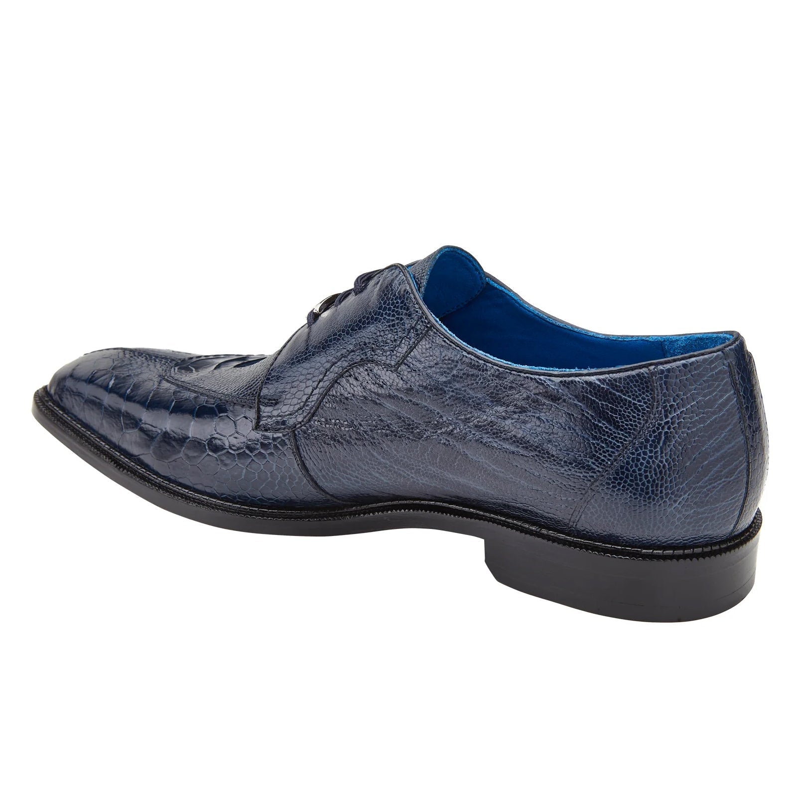Men's Belvedere Siena Ostrich Leg Moc Toe Dress Shoe in Navy - 10-M