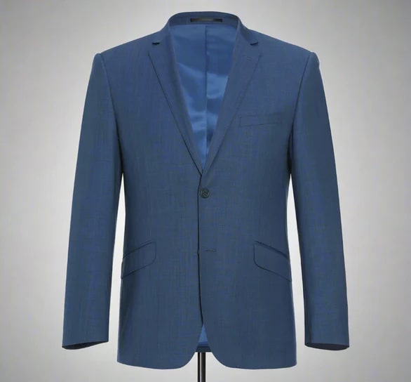 Renoir Clothing - Renoir Suit - Renoir Fashion - Single Breasted Wool Blend Slim Fit Blue Renoir Suit - Coat Size 38