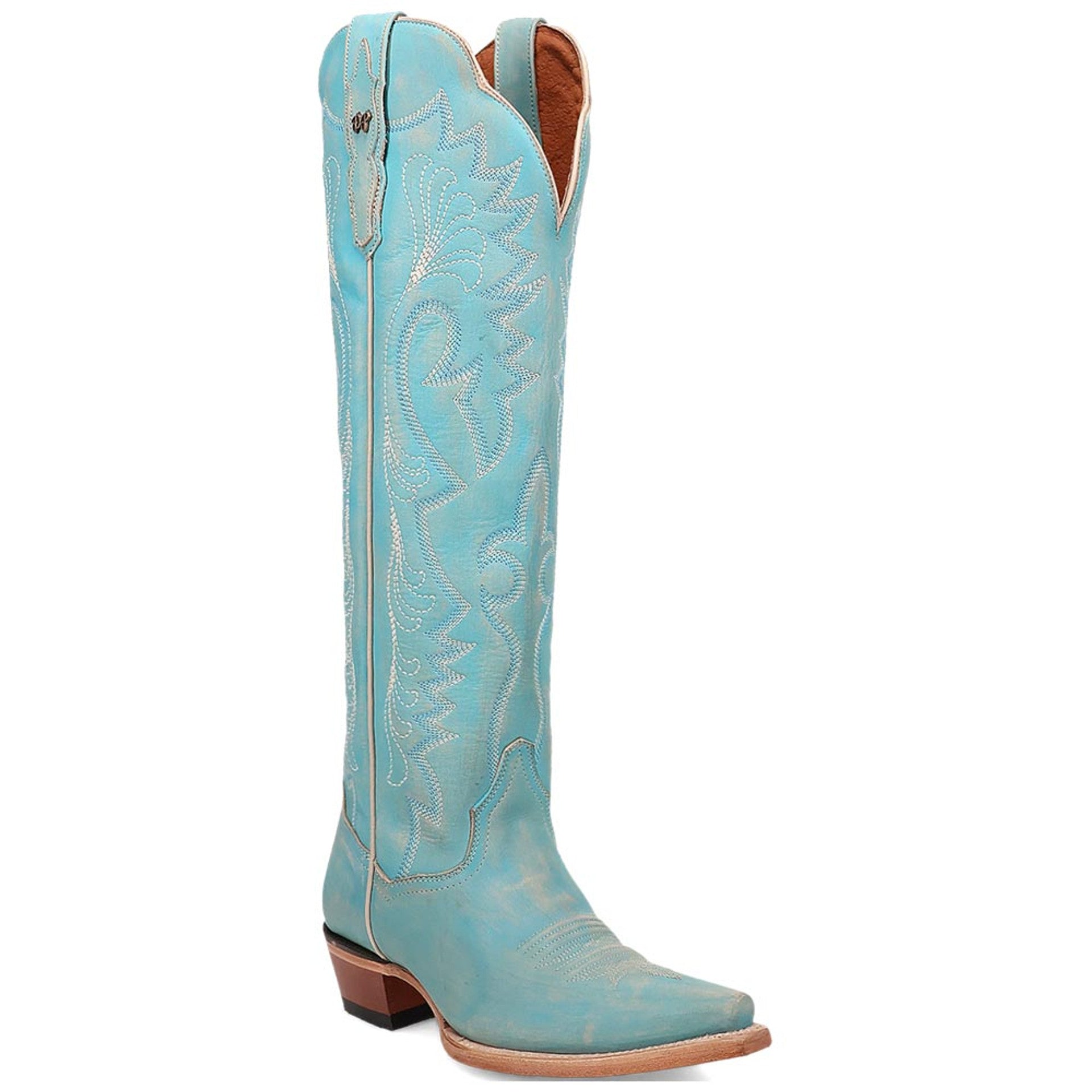Dan Post Women's Celeste Sky Blue Zipper Snip Toe Boots - 6M