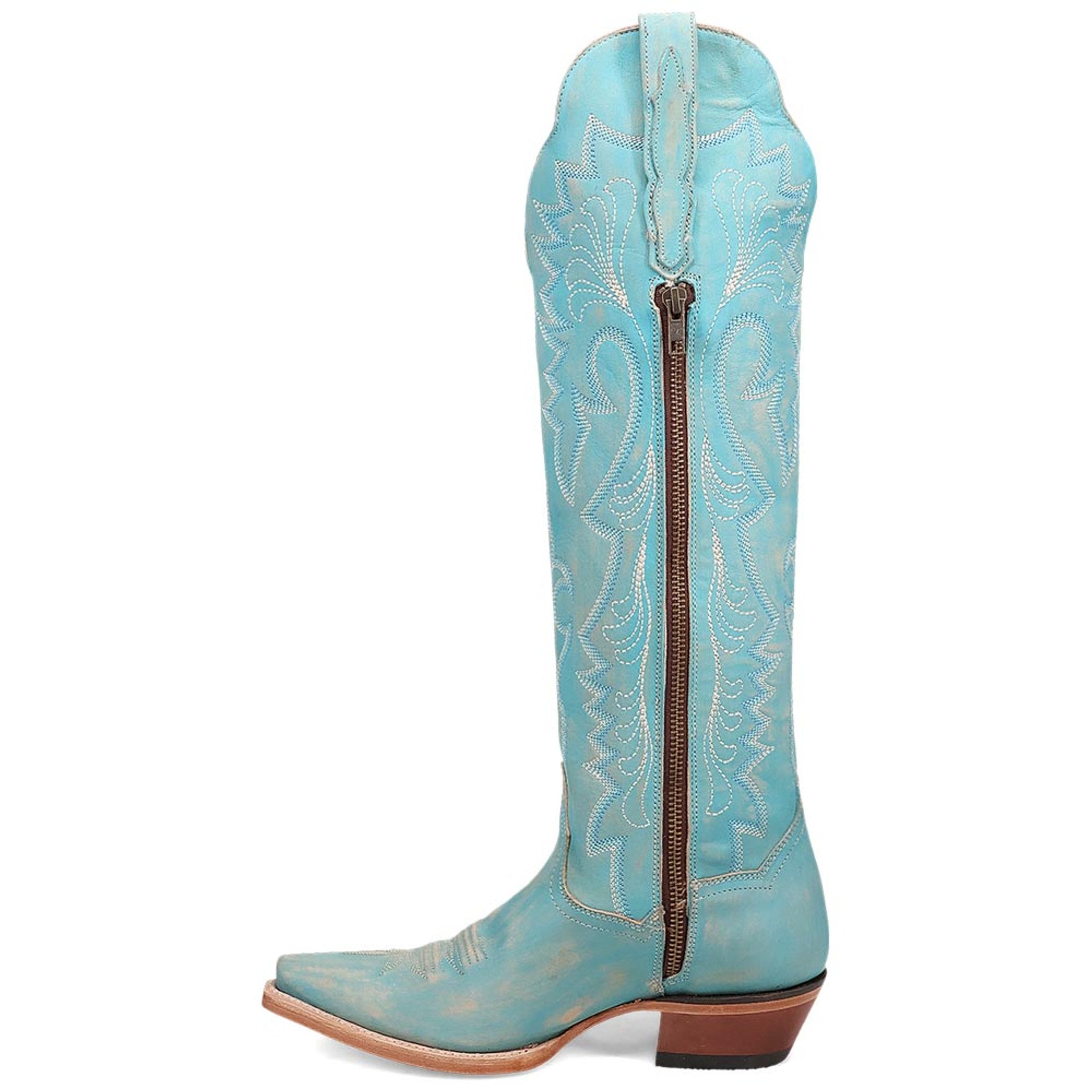 Dan Post Women's Celeste Sky Blue Zipper Snip Toe Boots - 6M