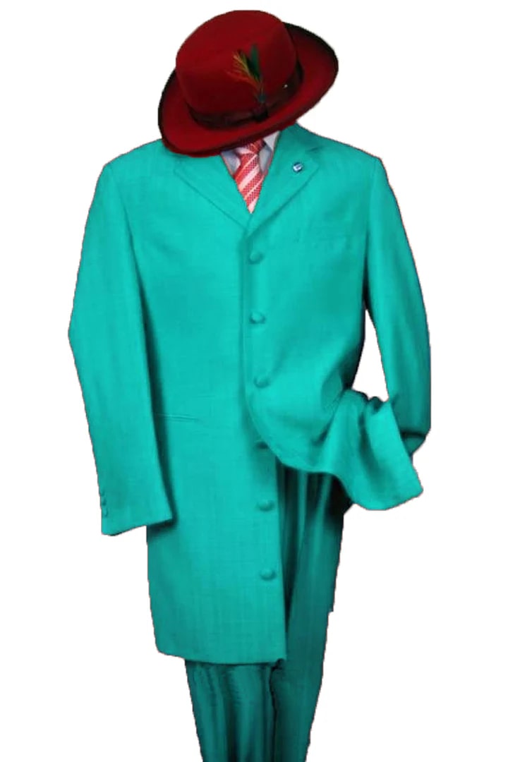 Cheap Priced Suit- Mens 2pc Classic Long Fashion Zoot  Sky Blue Suit - 38 Short Jacket+32 Waist Adjustable 28to34)(Height: 5 4 to5 7 )(Neck  15-16.5)S-M)